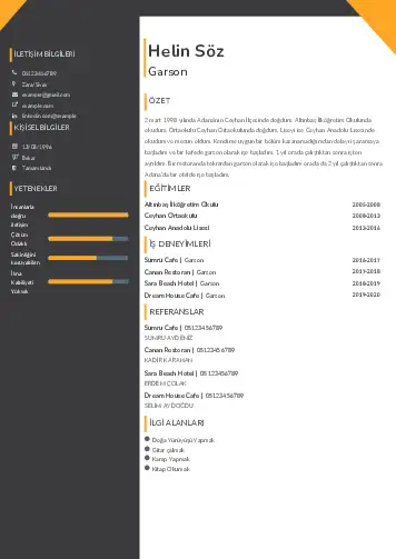 Garson CV Örnekleri cv indir
